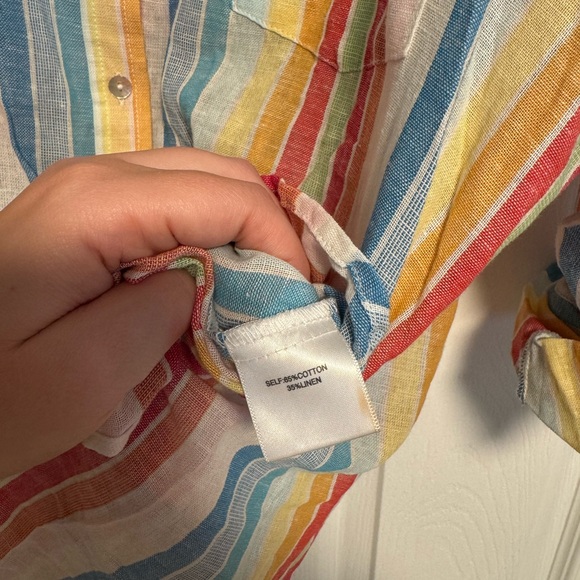 Jane and Delancey Button Down Rainbow Linen Shirt 3X - Picture 6 of 10